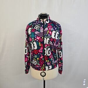 Adidas X Hattie Stewart Doodle Print SST Track Jacket Women's M Googly Eyes EUC